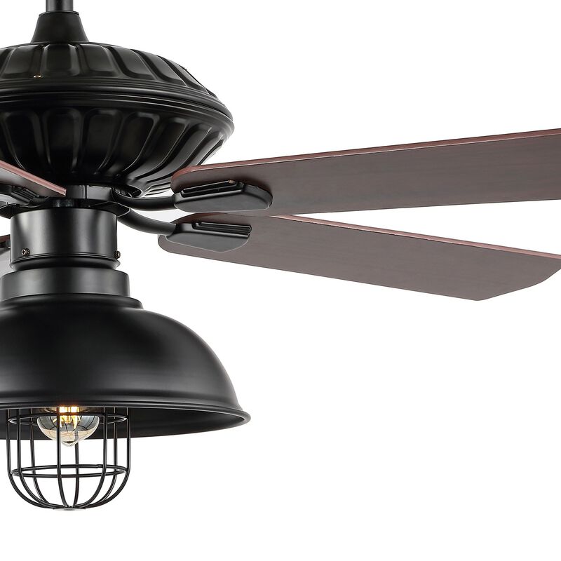 Ashton 1-Light Farmhouse Industrial Iron Dome Shade LED Ceiling Fan With Remote