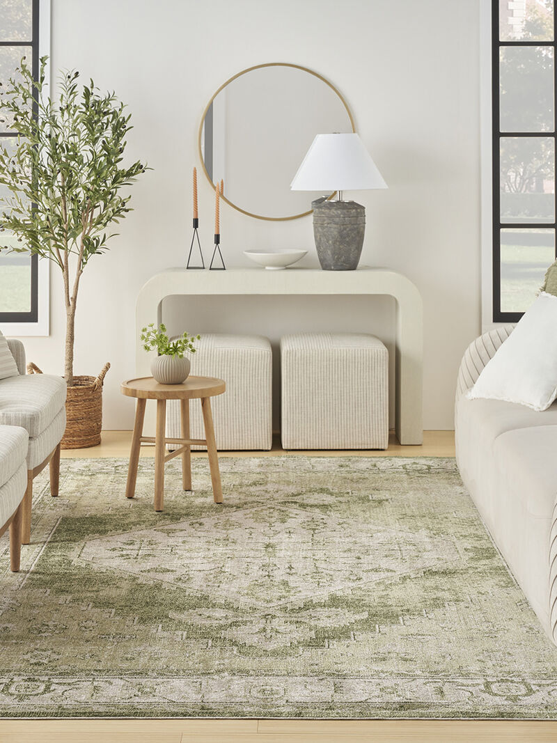 Astra Machine Washable ASW11 Ivory/Green 9' x 12' Rug