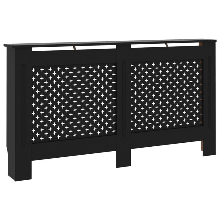 vidaXL Radiator Cover Black 59.8"x17.5"x31.9" MDF