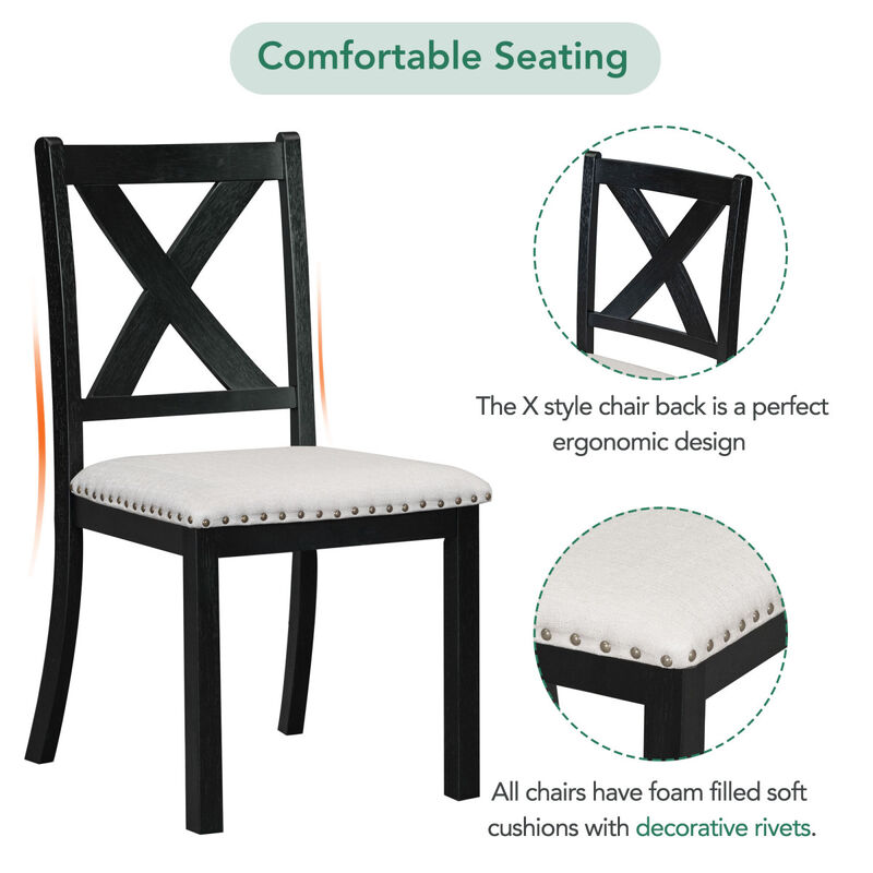 6-Piece Farmhouse Dining Set with Extendable Table