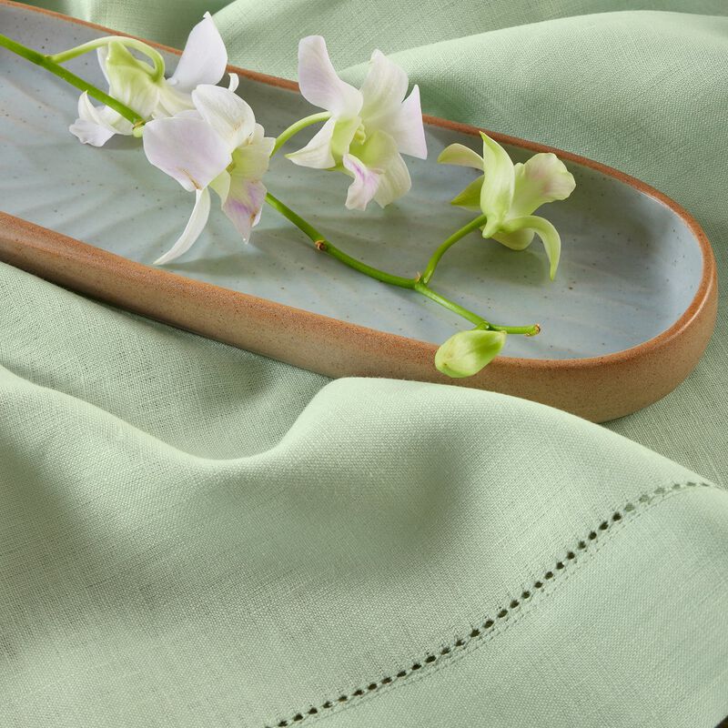 Solino Home 100% Pure Linen Placemats Set of 4 - 14 x 19 Inch | Classic Hemstitch
