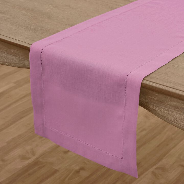 Solino Home 100% Pure Linen Table Runner | Classic Hemstitch for Valentines