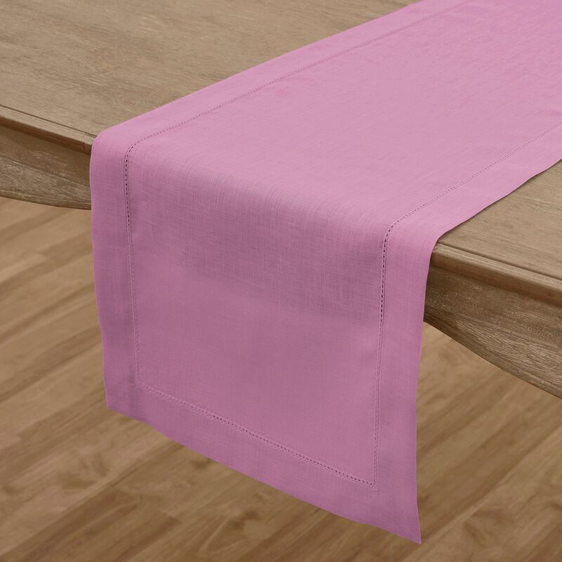 Solino Home 100% Pure Linen Table Runner | Classic Hemstitch for Valentines