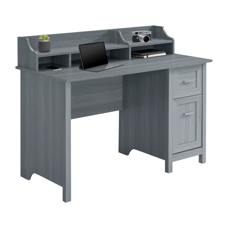 Classic Office Desk with Storage, Grey