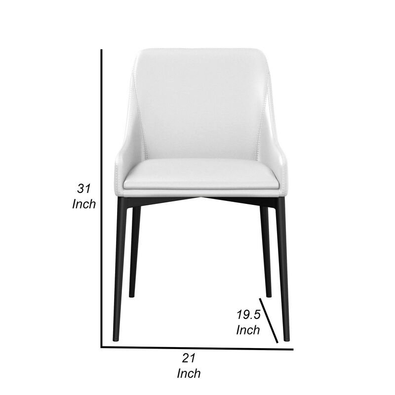 Zvi 21 Inch Cushioned Dining Chair, Set of 2, Sloped Arms, White, Black - Benzara