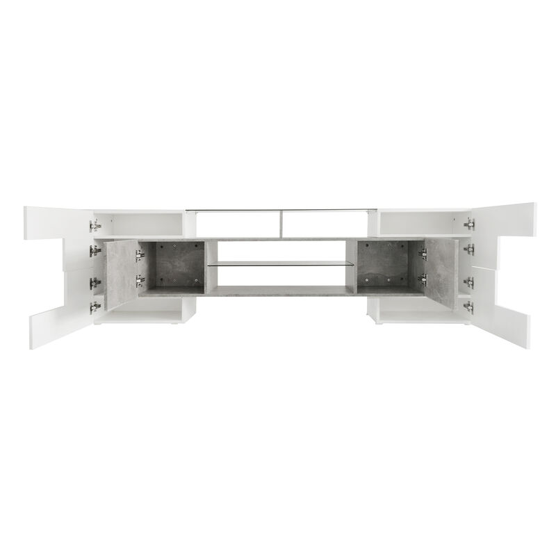 Merax High Gloss Entertainment Center TV Stand Cabinet with LED