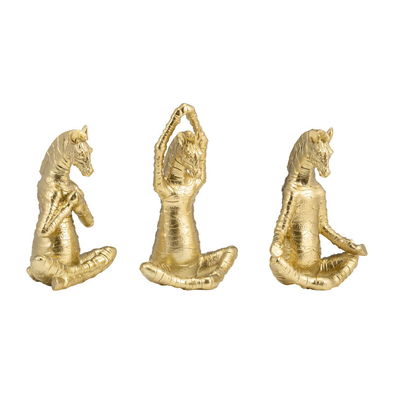 8" No Evil Zebras, Gold Set