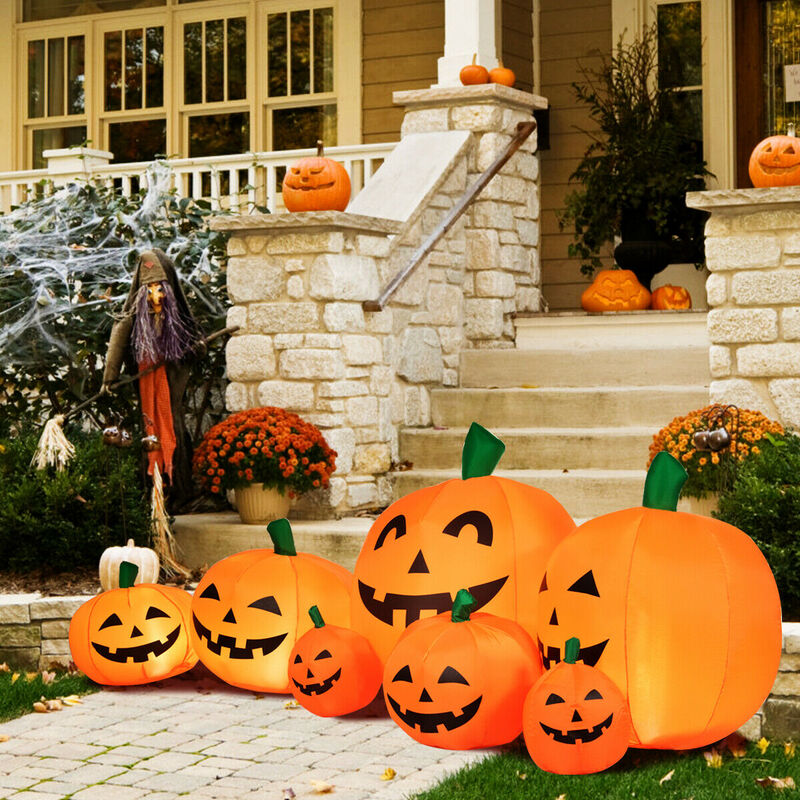 Halloween Inflatable 7 Pumpkins Patch with LED Lights