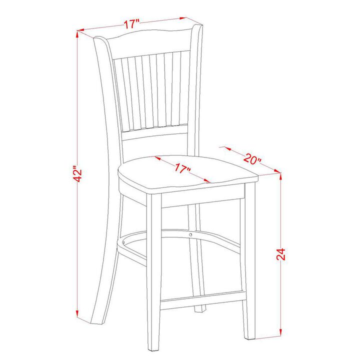 East West Furniture Groton  Counter  Stools  With  Wood  Seat  In  Oak  Finish,  Set  of  2