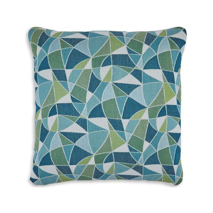 Sery 18 Inch Accent Pillow Set of 4, Indoor Outdoor Woven Geometric, Blue -