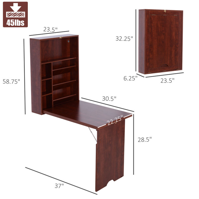 Wall Mount Writing Table Convertible Folding Computer Desk Storage Home Office