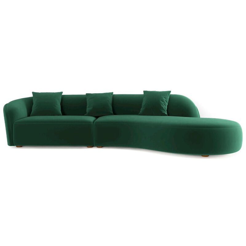 Ashcroft Furniture Elijah Japandi Style Curvy Sectional Sofa 126