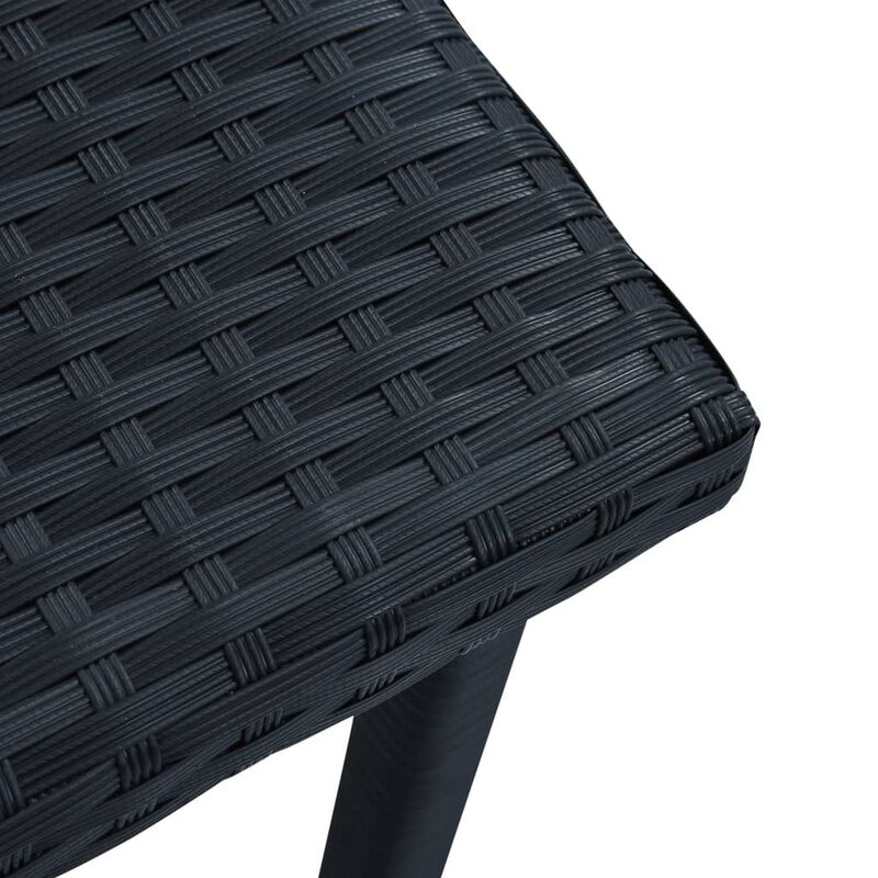 Outdoor Side End Tea Table, 16 Inch Steel, Square Black Poly Rattan - Benzara