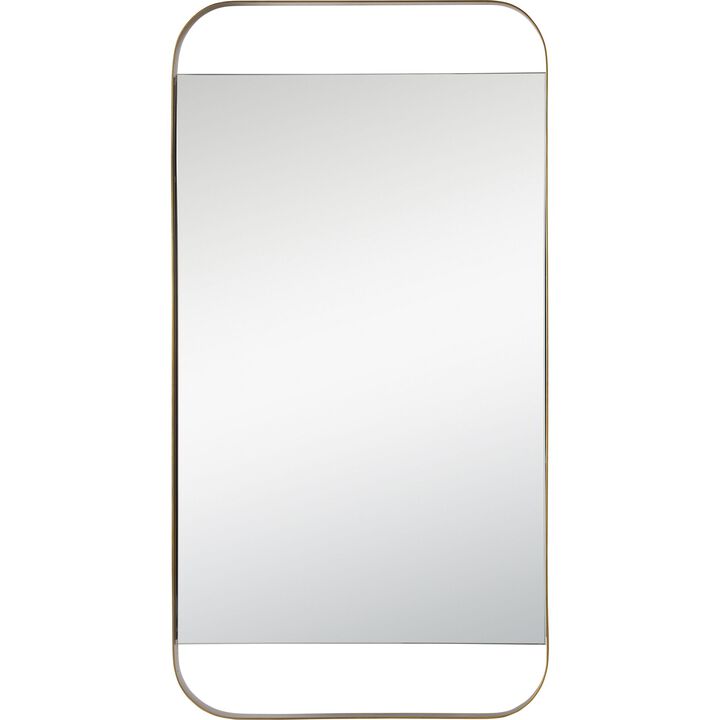 38" Antique Brass Finished Framed Rectangular Wall Mirror