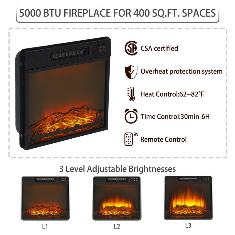 Brown TV Stand Fits TVs up to 75 in. with Electric Fireplace