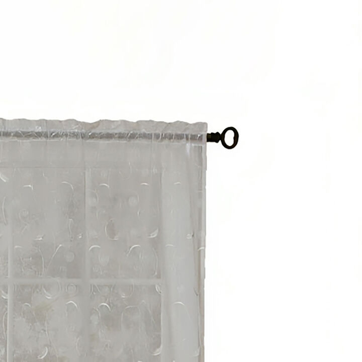 Commonwealth Habitat Hathaway Scroll Motif Embroidery Balloon Curtain - 54x63" - White