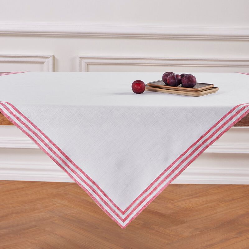 Solino Home 100% Pure Linen Table Throw 52 x 52 Inch | Mila for Thanksgiving, Christmas