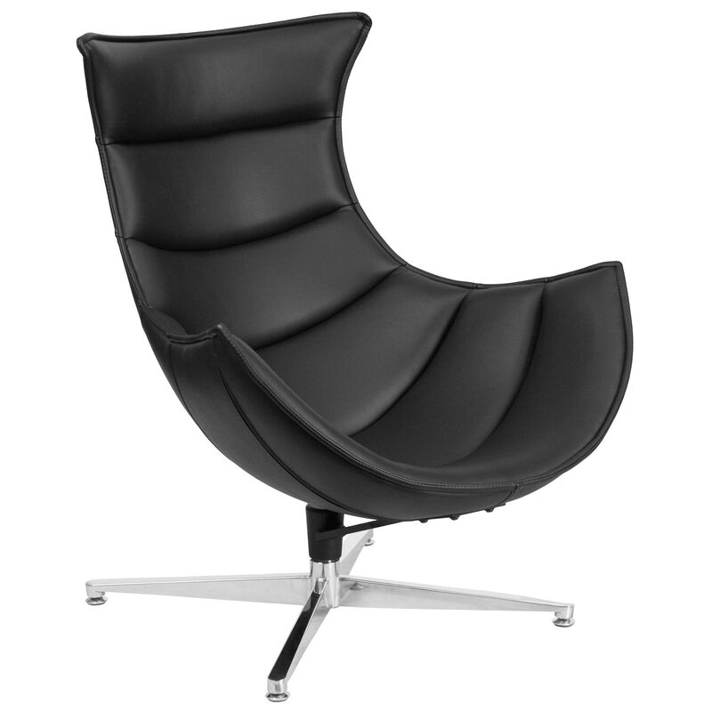 Flash Furniture Pasithea Black LeatherSoft Swivel Cocoon Chair