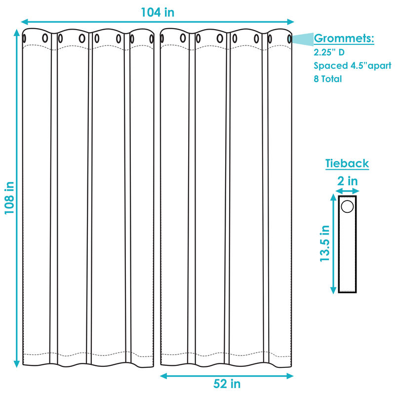 Sunnydaze Room Darkening Curtain Panel - Beige - 52 in x 108 in - Set of 2