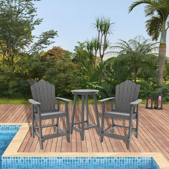 MONDAWE 3-Piece Plastic Outdoor Patio Adirondack Chair and Table Set