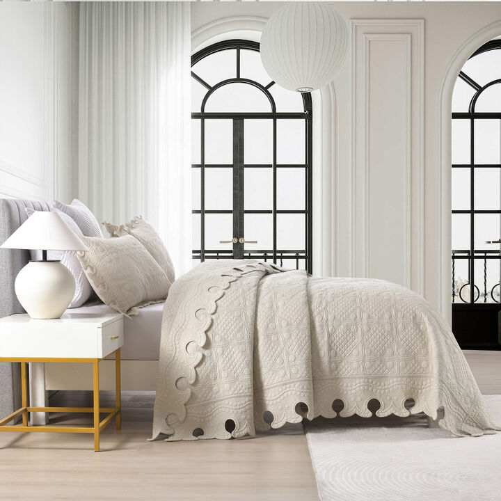 MarCielo 100% Cotton Oversized Bedspread Quilt Set Embroidery TW