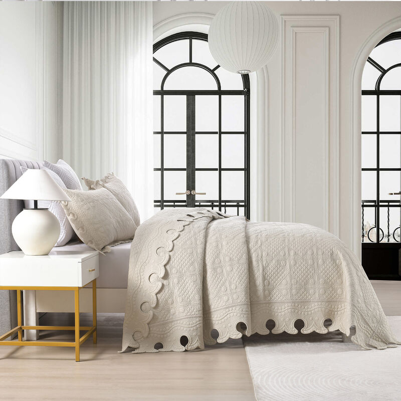 MarCielo 100% Cotton Oversized Bedspread Quilt Set Embroidery TW