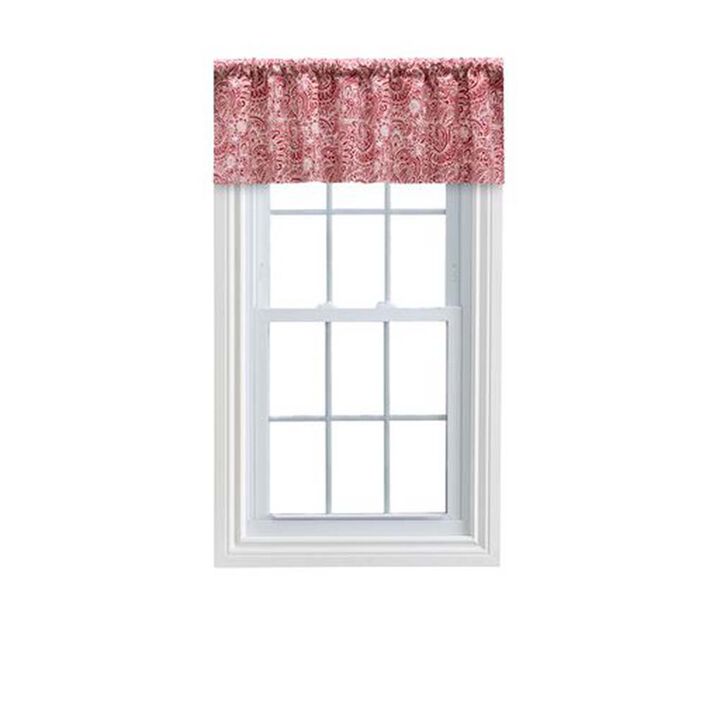 Ellis Segovia Printed Paisley Pattern on Ground 3" Rod Pocket High Quality Tailored Valance 50"x16" Red