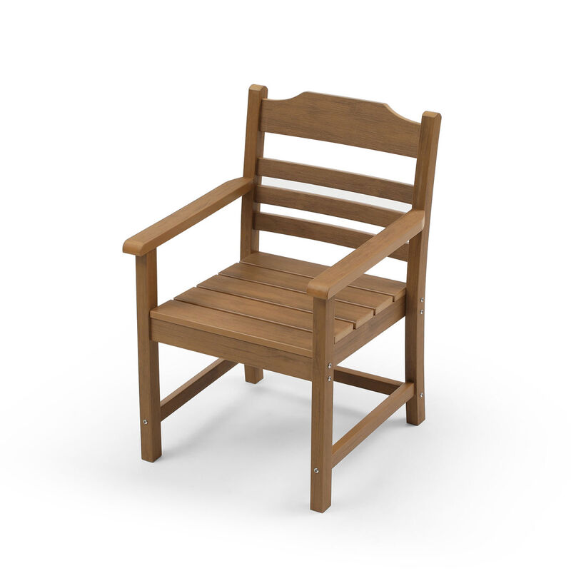 Patio Dining Chair With Armrest Set Of 2, Hips Materialwith Imitation Wood Grain Wexture, Teak