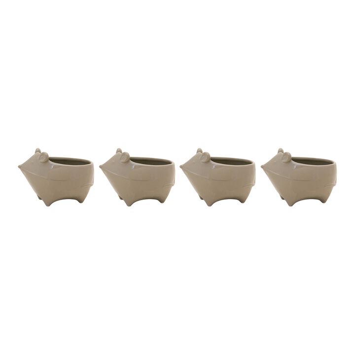 Ceramic Mouse Planter Set (4) – Ideal Gift for Garden Lovers, Plant Enthusiasts, and Mouse Fans