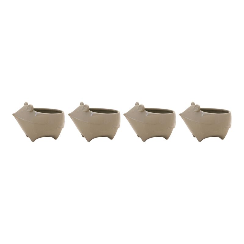 Ceramic Mouse Planter Set (4) – Ideal Gift for Garden Lovers, Plant Enthusiasts, and Mouse Fans