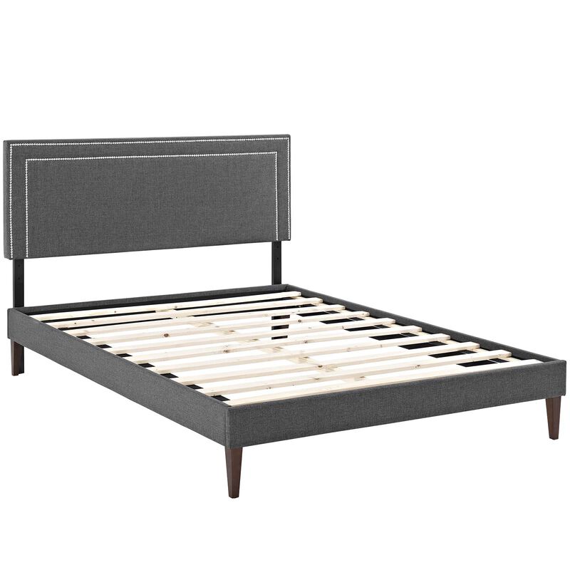 Modway - Virginia Full Fabric Platform Bed with Squared Tapered Legs Gray