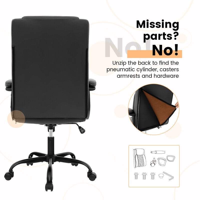 High Back Ergonomic Executive Chair with Thick Headrest Cushion-Black