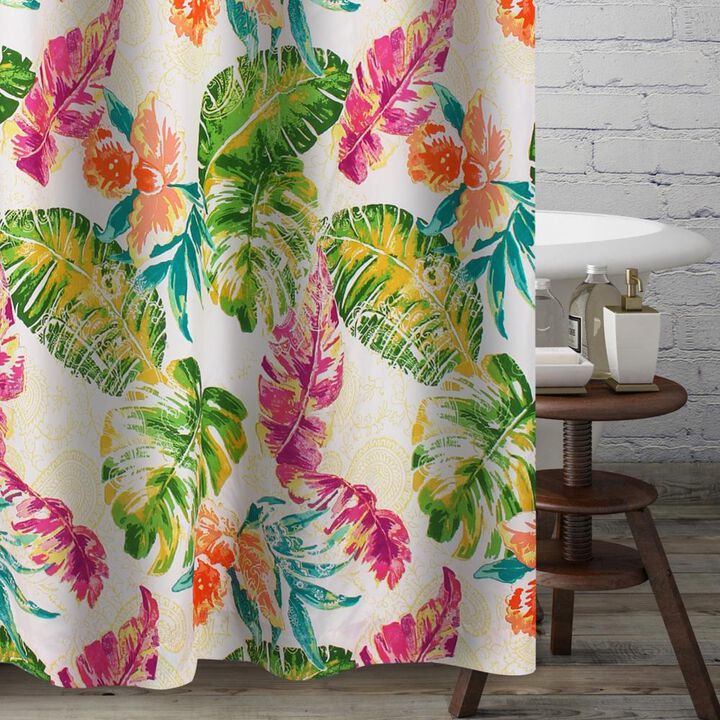Greenland Home Fashions Tropics Bath Shower Curtain - Coral 72x72
