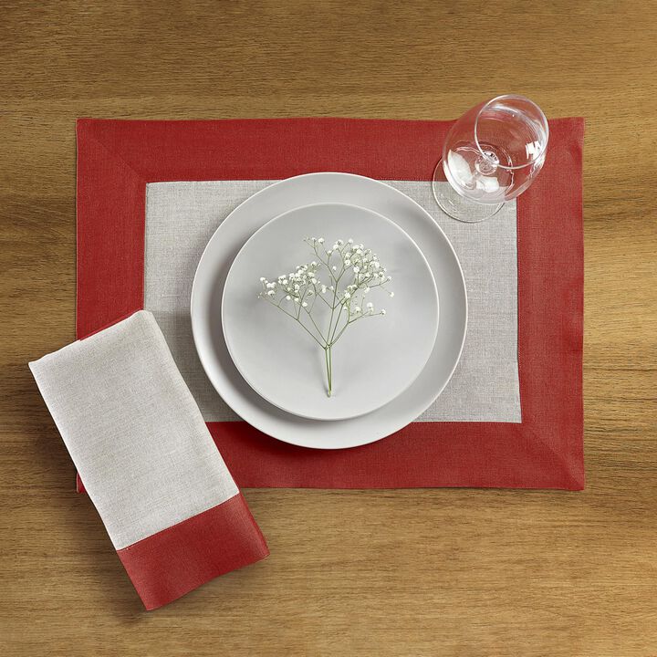 Solino Home 100% Pure Linen Placemats 14 x 19 Inch Set of 4 |Contempo