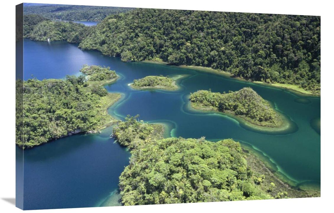 Islands at southeast end of Lake Kutubu in the highlands, Papua New Guinea-Canvas Art-36x24