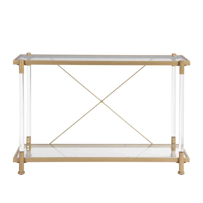 43.31'' Glass Sofa Table: Acrylic Side Console for Living Room & Bedroom - Elegant and Versatile Furniture Piece