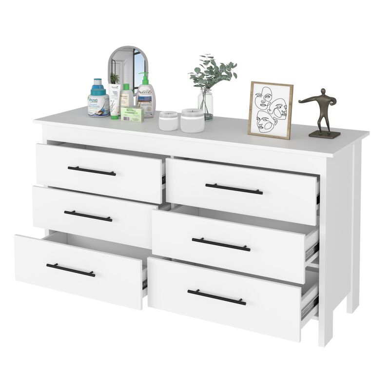 6 Drawer Double Dresser Wezz, Bedroom, White