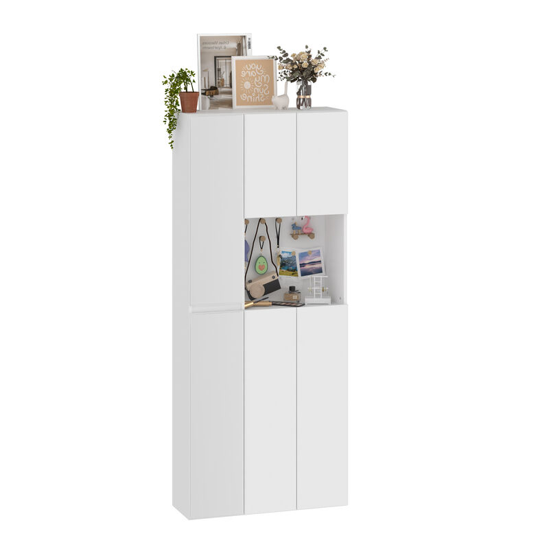FUFU&GAGA Modern Wardrobe – E0 MDF Construction with White Laminate Finish , (29.6" L x 10.1" W x 70.9" H), White