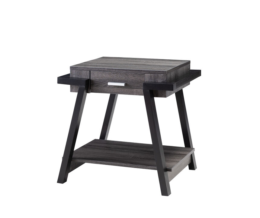 End Table Distressed Grey Black
