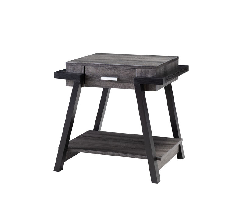 End Table Distressed Grey Black
