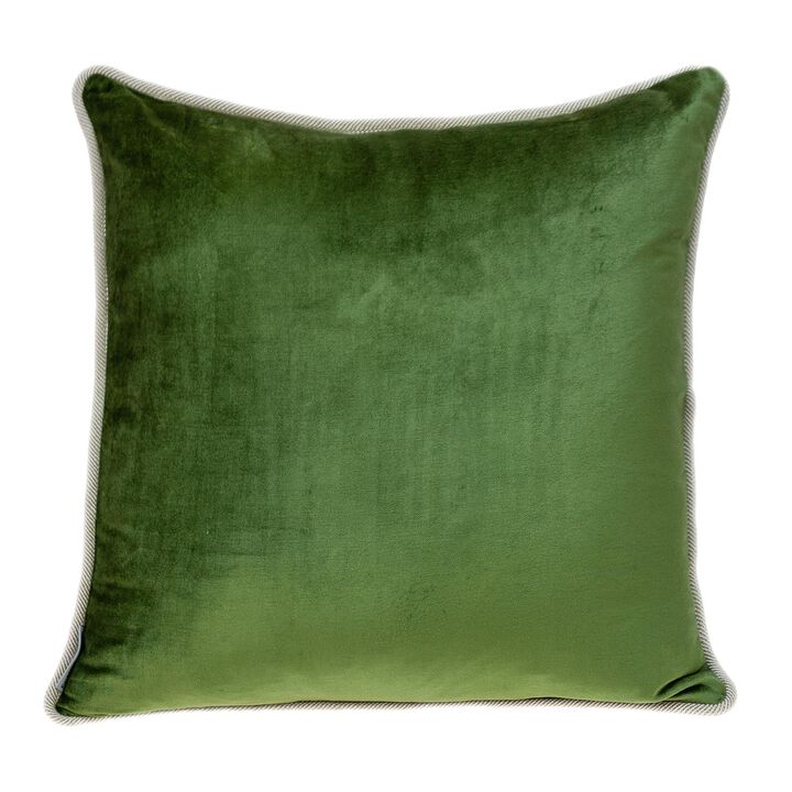 20" Green and Gray Cotton Throw Pillow