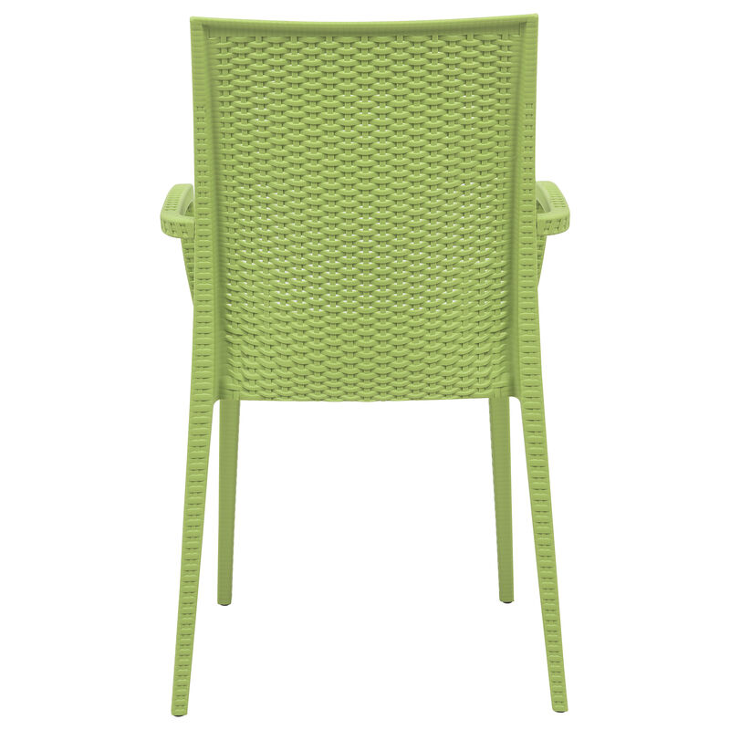 LeisureMod Weave Mace Indoor/Outdoor Chair (With Arms) in Green