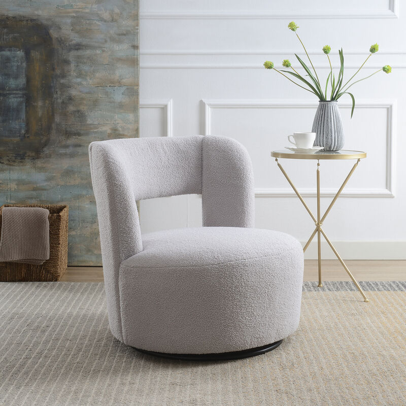 Merax Soft Teddy Fabric Swivel Barrel Chair