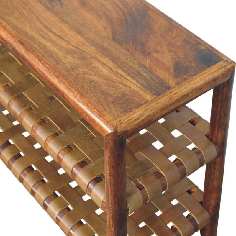 Artisan Furniture Solid Wood Regency Woven Chestnut 2 slot Shoe Rack