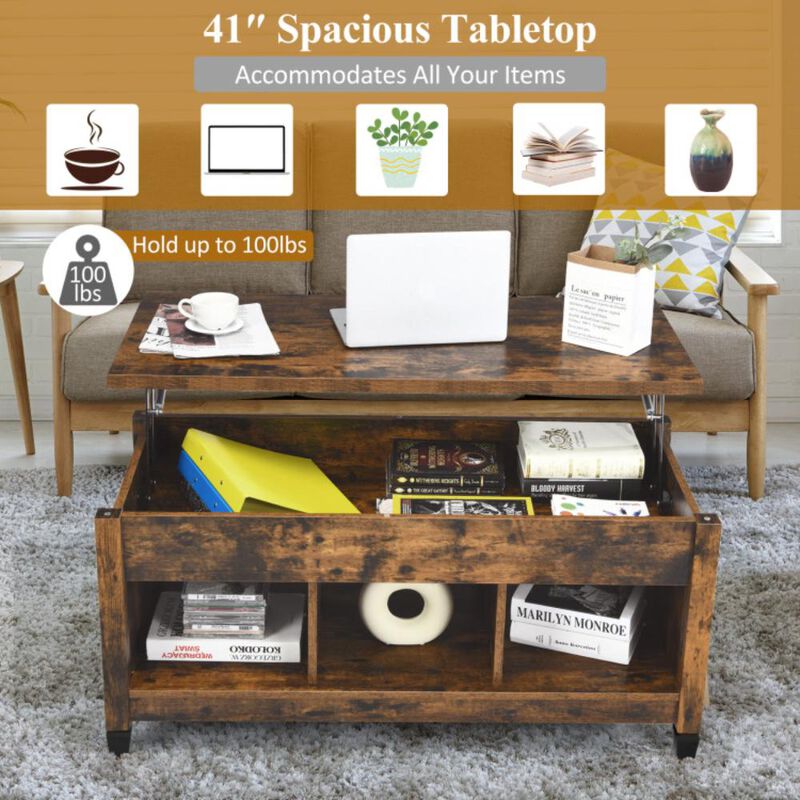 Hivvago Lift Top Coffee Table with Hidden Storage Compartment