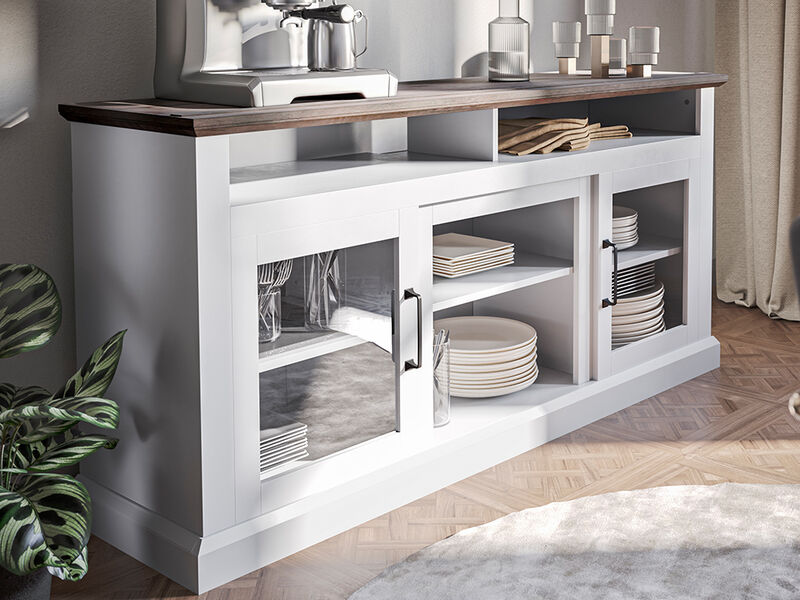 BELLEZE Modern 60 Inch Traditional TV Stand & Media Entertainment Center Console Table for TVs up to 65 Inches with Open Storage Shelves & Cabinets - Cayman