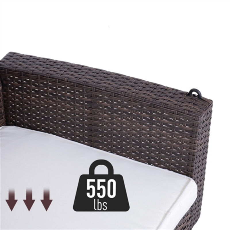 Wicker Porch Swing Hanging Chain with Padded Cushion