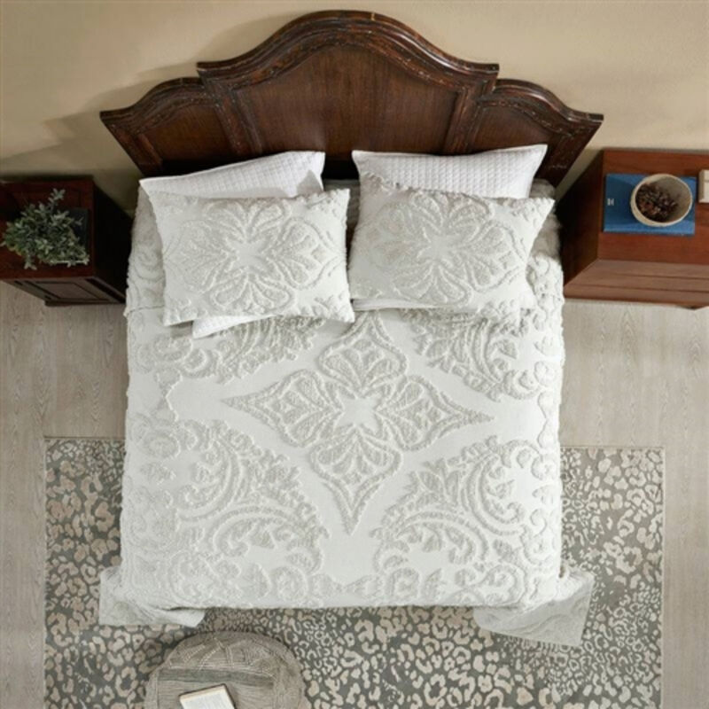 Soft Chenille 3-Piece Bedspread Set – Lightweight 100% Cotton Coverlet with Shams