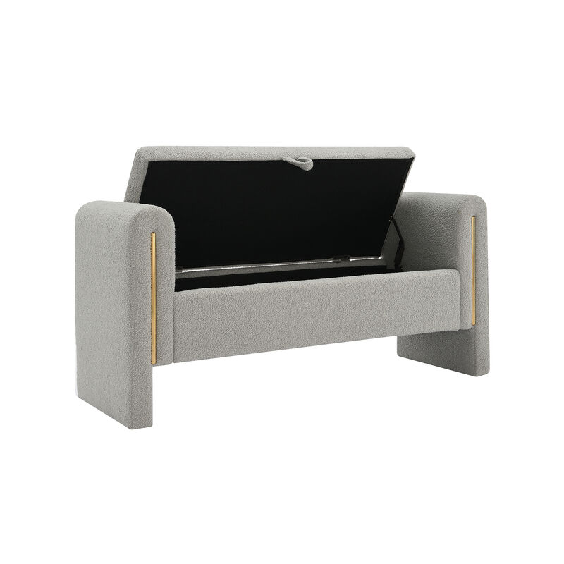 Merax Modern Teddy Bench with Arms and Storage