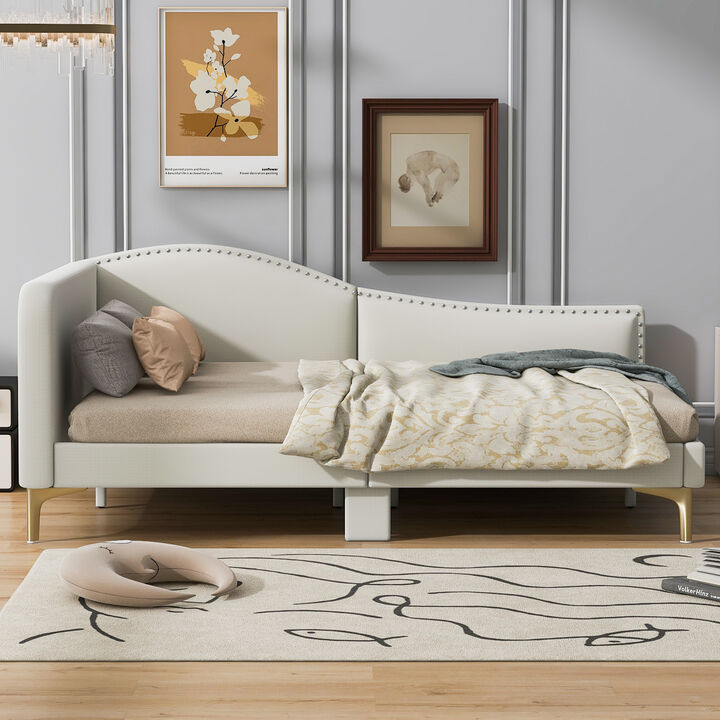 Merax Upholstered Daybed with Headboard and Armrest